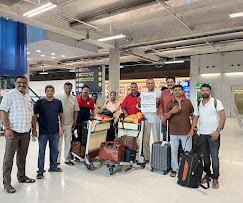 Travellers arriving at the airport